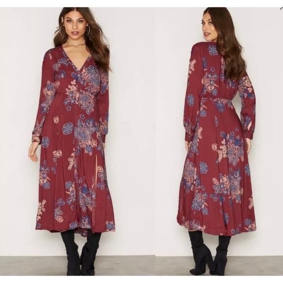 FREE PEOPLE Miranda Embroidered Long Sleeve Floral Maxi Dress Size 4 - Picture 11 of 11
